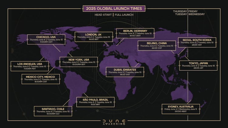 da-launch-timingmap-1920x1080-38c6a4 Finalni pogled u Dune: Awakening pred izlazak – Funcom otkriva šta sledi nakon Bete