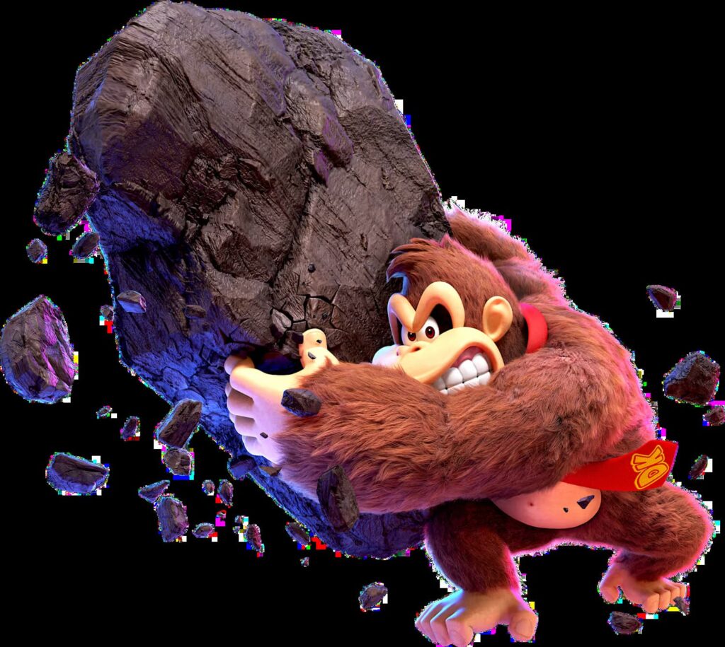 Kad Donkey Kong razbija… i framerate se trese DK is holding a huge boulder