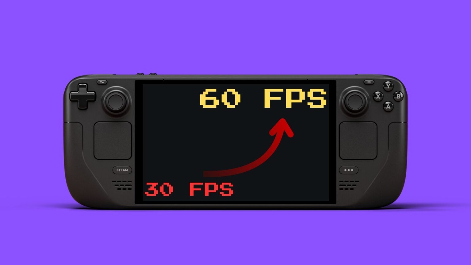 Udvostručite FPS na Steam Decku sa ovim jednostavnim trikom A steam deck showing an arrow with the FPS growing from 30 to 60