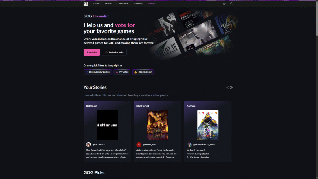 GOG-Dreamlist-Screenshot-1024x576 Lažiranje glasova zbog Digimon World PC verzije