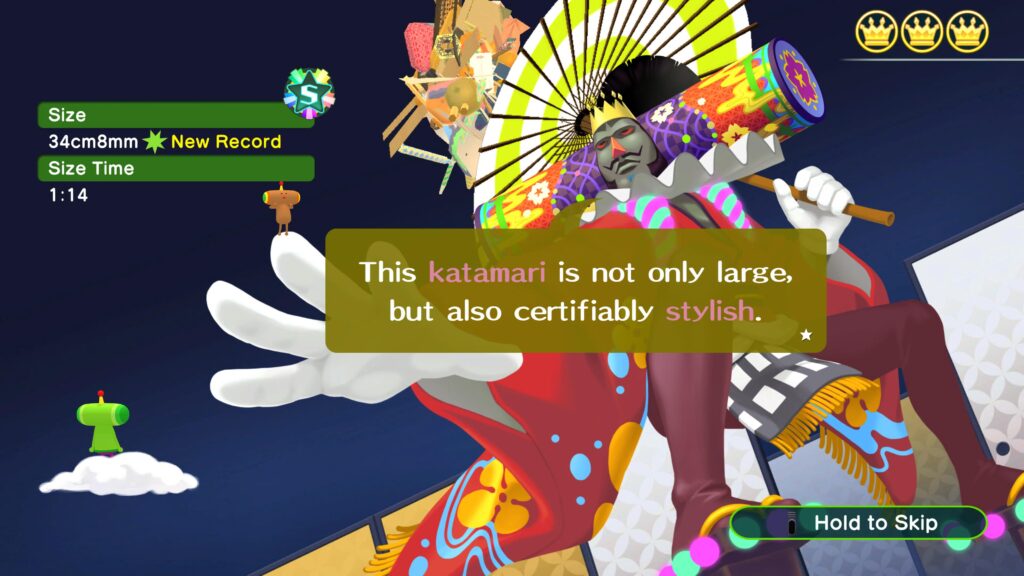 Katamari-King-sending-a-Katamari-in-Space-1024x576 Once Upon a Katamari - Review - Oh, lonely rolling star, teach us how you grow so big?