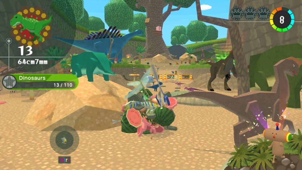 Rolling-Dinosaurus-into-a-Katamari-1024x576 Once Upon a Katamari - Review - Oh, lonely rolling star, teach us how you grow so big?