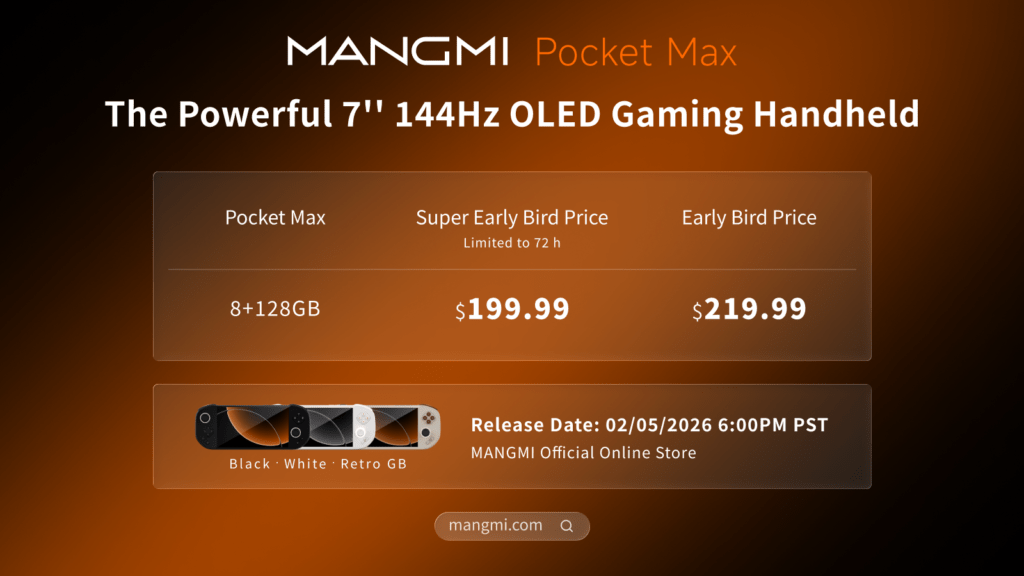 Pocket-Max-Price-Announcement-1024x576 MANGMI Pocket Max stiže uz Super Early Bird cenu od 199,99 dolara - moćni handheld sa 7'' 144Hz OLED ekranom